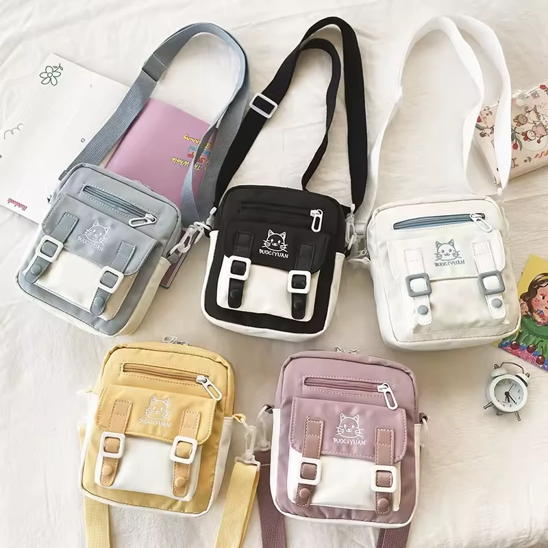 Cat-Embroidered Nylon Mini Crossbody Bag product reference image