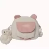Animal-Detail Nylon Mini Crossbody Bag with Plush Accent Style option 01 color SKU reference