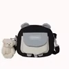 Animal-Detail Nylon Mini Crossbody Bag with Plush Accent Style option 03 color SKU reference