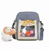 Canvas Mini Crossbody Bag with Clear PVC Front Pocket Color option 01 color SKU reference