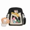 Canvas Mini Crossbody Bag with Clear PVC Front Pocket Color option 03 color SKU reference