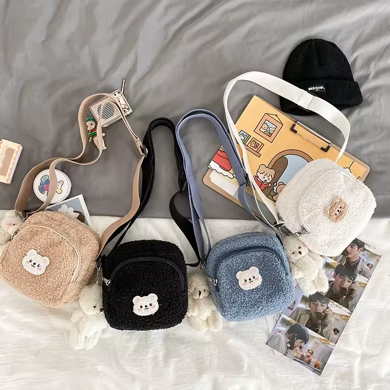 Faux-Fur Bear-Accent Mini Crossbody Bag product reference image