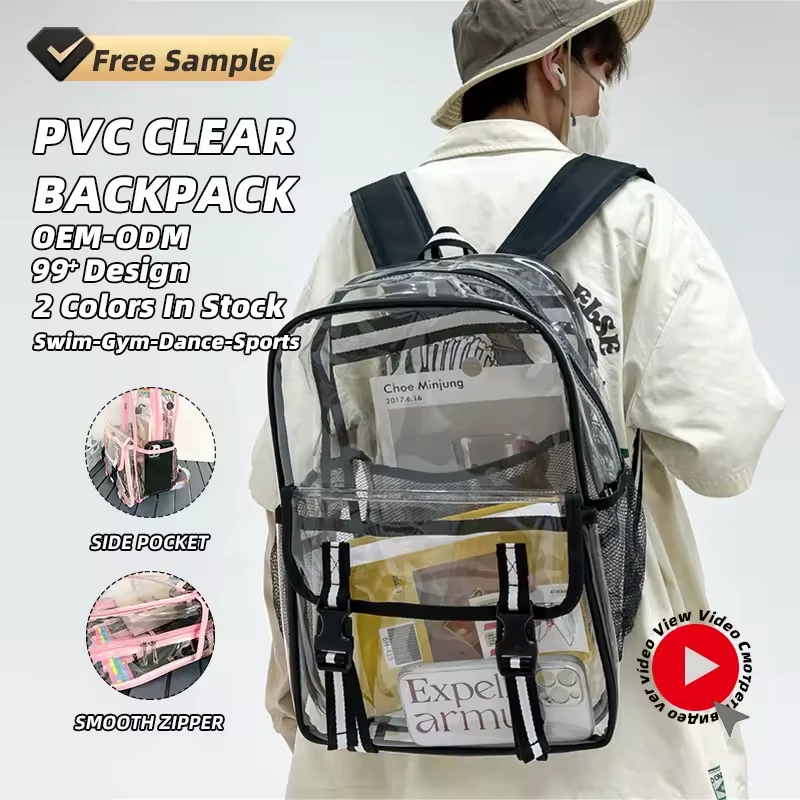 17L Clear PVC Backpack with USB Charging Port product reference image