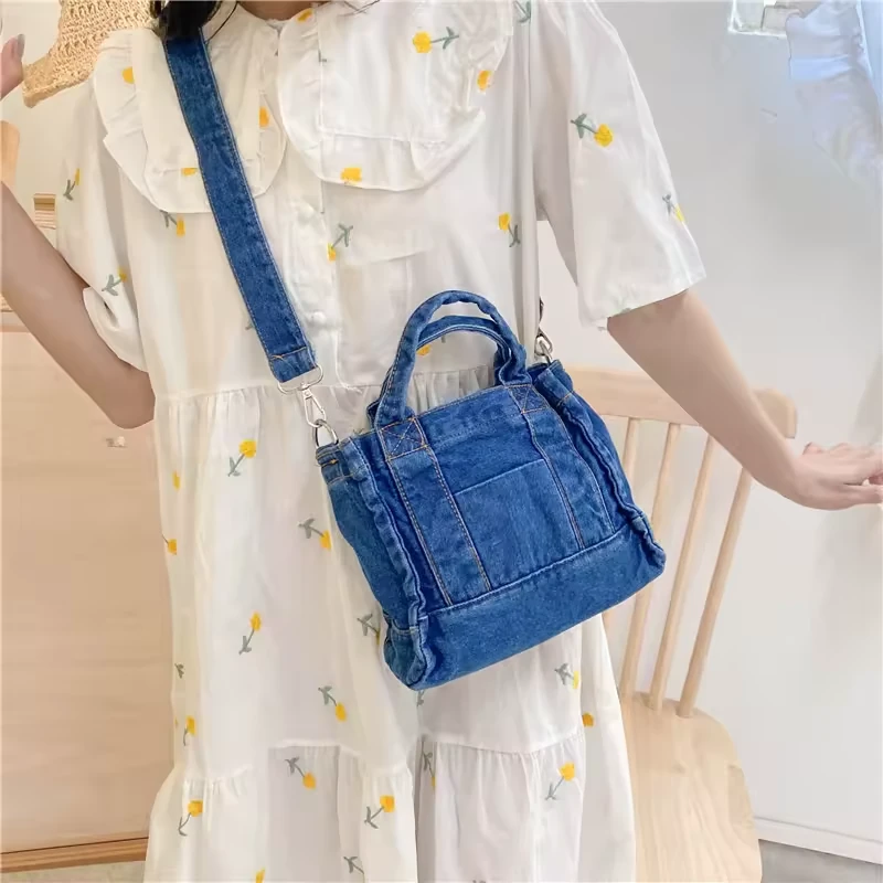 Denim Crossbody Tote with Adjustable Strap product reference image