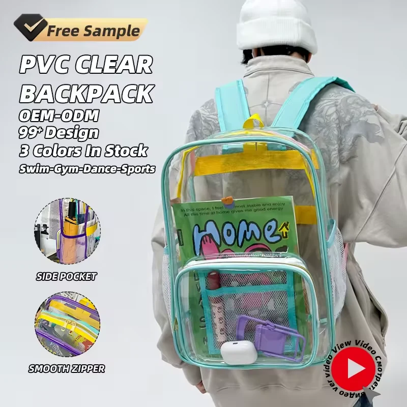 13L Clear PVC Backpack with Multi-Pocket Storage product reference image