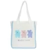 Bear Letter-Print Polyester Tote with Contrast Blue Edge White color SKU reference