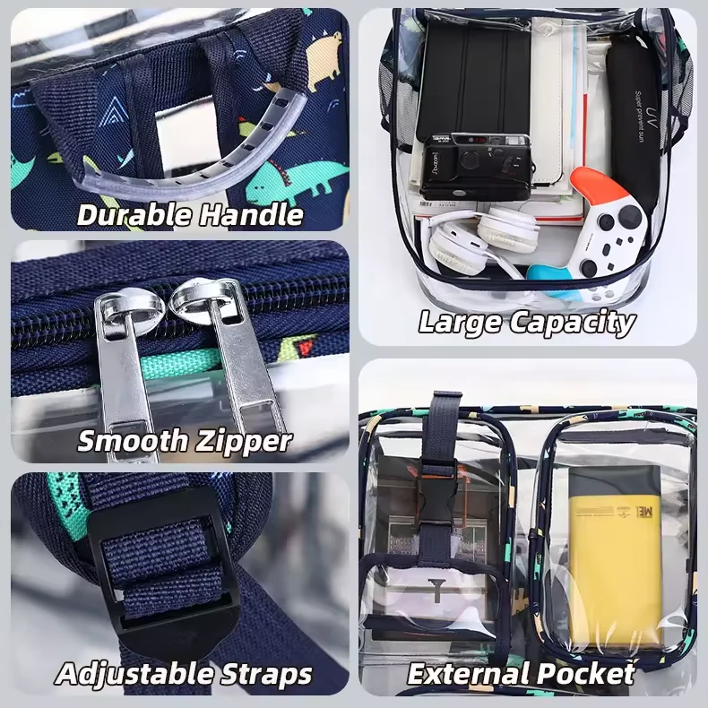 18L Clear PVC Sports Backpack with Side Mesh Pocket product reference image