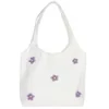 3D Flower Polyester Everyday Tote White color SKU reference