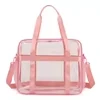 17L Clear PVC Tote with Removable Shoulder Strap Pink color SKU reference