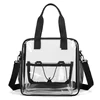 12L Clear PVC Tote with Side Mesh Pocket Black color SKU reference