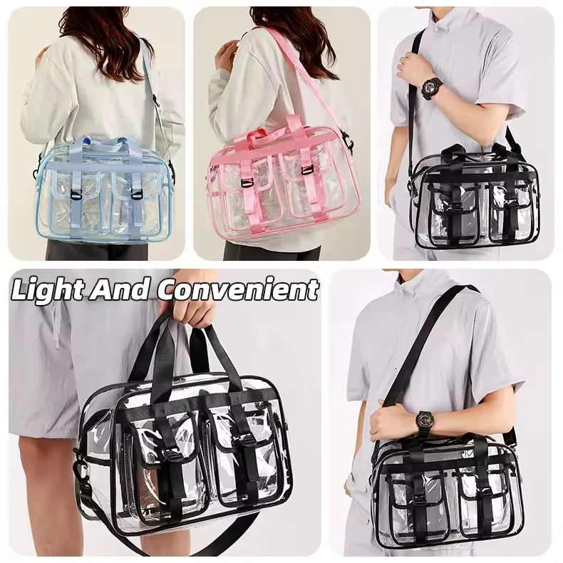 Clear PVC Shoulder Tote with Adjustable Crossbody Strap product reference image