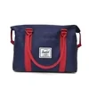 Color-Block Polyester Overnight Duffel with Nylon Handles Navy / Red color SKU reference