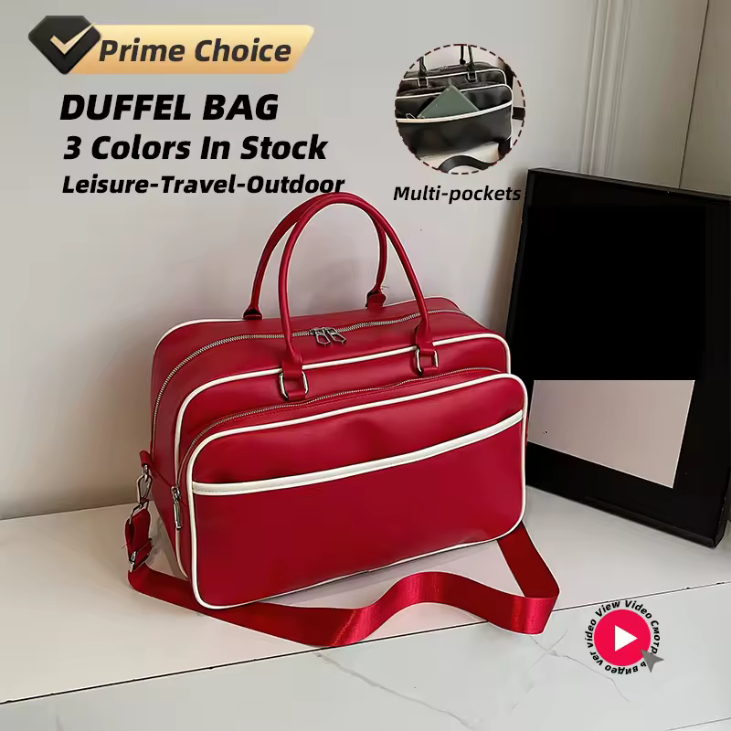 PU Weekender Duffel with Layered Storage and Crossbody Strap product reference image