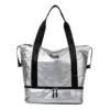 Matte Finish Gym Duffel with Shoe Compartment Silver / Gray color SKU reference