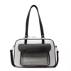 PU Crossbody Tote with External Clear Pouch White color SKU reference