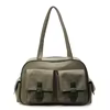 Polyester Everyday Shoulder Tote with Side Pocket Green color SKU reference