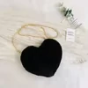 Heart-Shaped Faux-Fur Mini Coin Purse with Metal Strap Option 01 color SKU reference