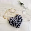 Heart-Shaped Faux-Fur Mini Coin Purse with Metal Strap Option 06 color SKU reference