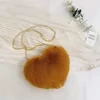 Heart-Shaped Faux-Fur Mini Coin Purse with Metal Strap Option 09 color SKU reference