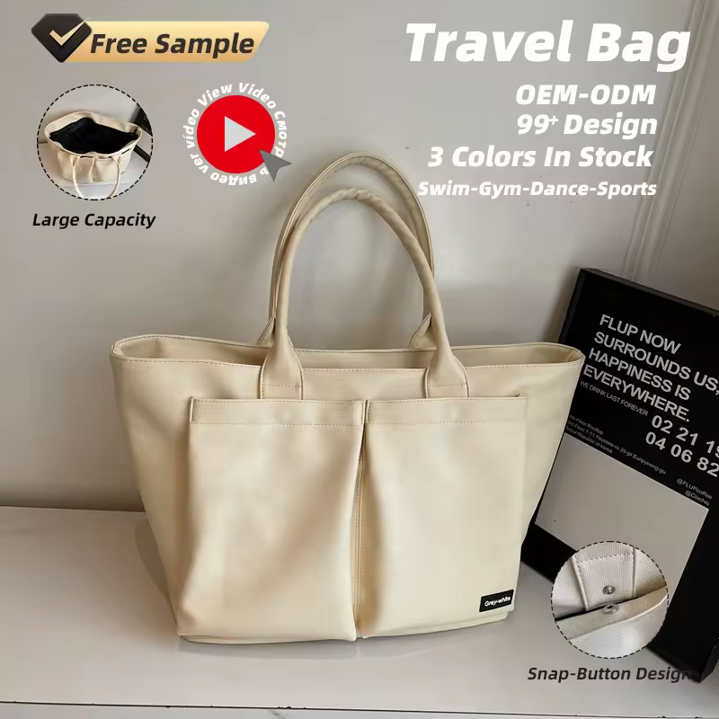 Nylon Travel Tote with Front Utility Pockets product reference image