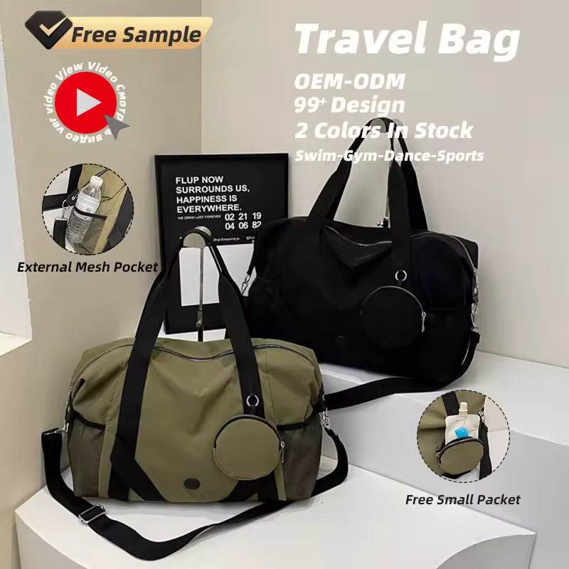Expandable Nylon Travel Bag with Bottle and Wallet References product reference image