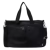 Canvas Laptop Tote with Front Pocket and Metal Buckle Black color SKU reference