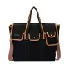 Canvas Underarm Shoulder Bag with Front Pocket Black color SKU reference