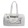 Cute-Pattern PU Travel Tote Duffel with Double Zipper Pulls White color SKU reference