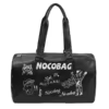 Cute-Pattern PU Travel Tote Duffel with Double Zipper Pulls Black color SKU reference
