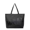 Letter-Detail PU Tote Duffel with Inner Zipper Pocket Gray color SKU reference