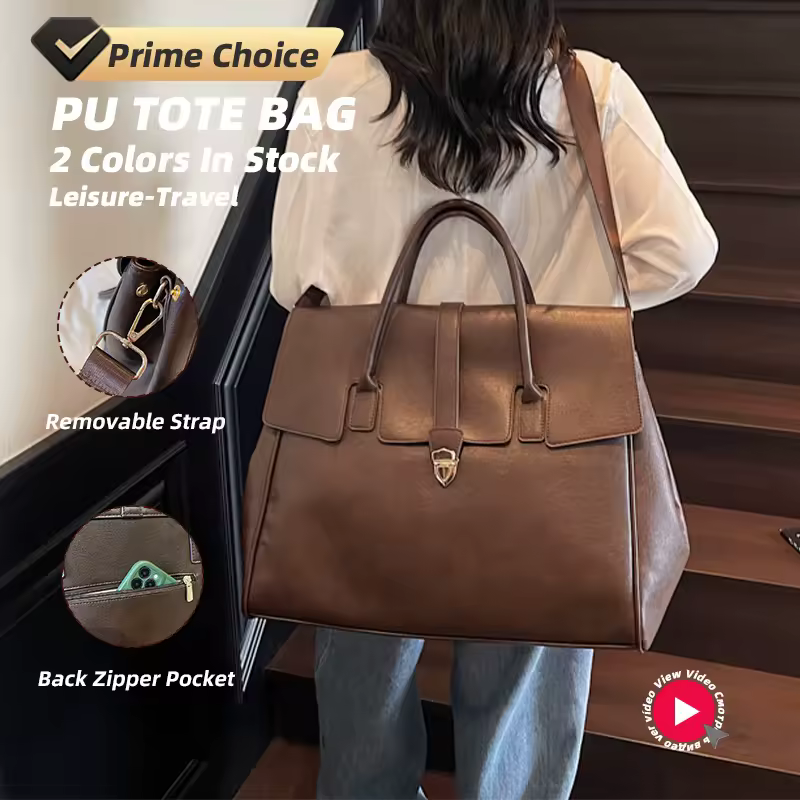 Large PU Travel Tote with Back Zipper Pocket product reference image