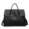 Large PU Travel Tote with Back Zipper Pocket Black color SKU reference