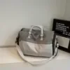 Expandable Nylon Travel Duffel with Shoe Compartment Gray color SKU reference