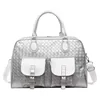 PU Travel Duffel with Rivet Detail and Front Pocket Silver color SKU reference