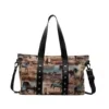 Animal-Print Nylon Tote with Zipper Closure Black color SKU reference