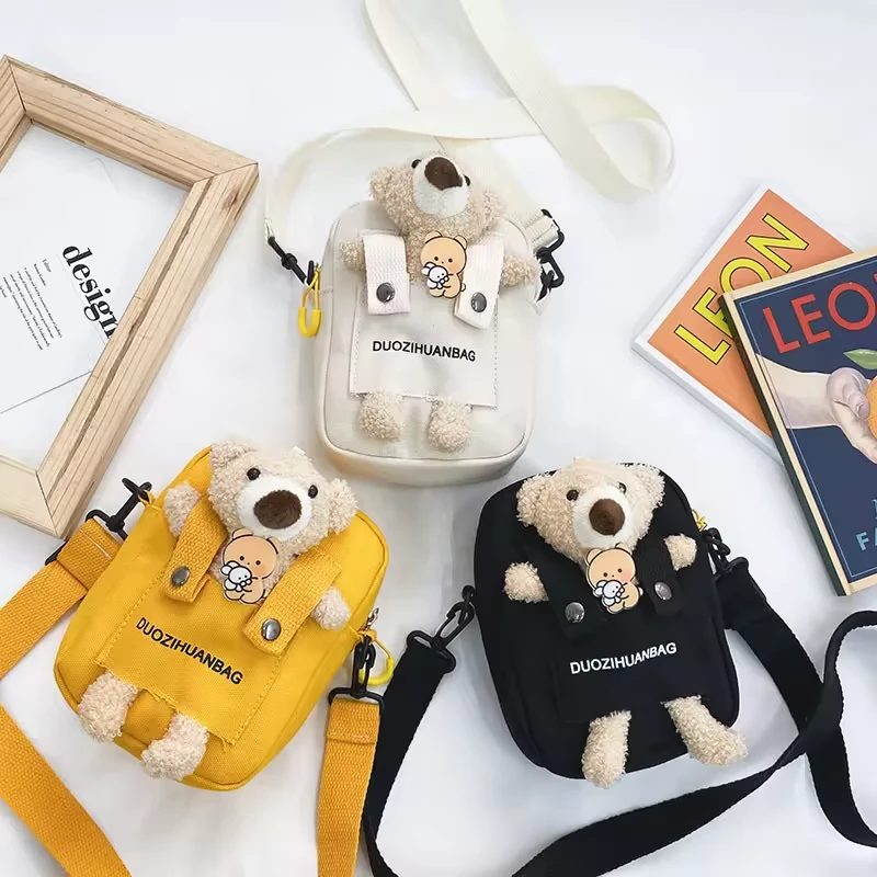 Mini Plush Bear Crossbody Bag with Toy Pendant product reference image