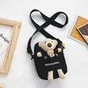 Mini Plush Bear Crossbody Bag with Toy Pendant Black color SKU reference