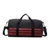 25 L Striped Nylon Travel Duffel Black color SKU reference