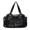 PU Crossbody Bag with Security and Side Zipper Pockets Black color SKU reference