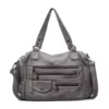 PU Crossbody Bag with Security and Side Zipper Pockets Gray color SKU reference