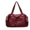 PU Crossbody Bag with Security and Side Zipper Pockets Burgundy Red color SKU reference