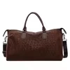 Leopard-Print PU Travel Duffel with Adjustable Strap Coffee Brown color SKU reference