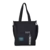 Cotton Tote with Metal Eyelet Details and Zipper Black color SKU reference