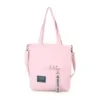 Cotton Tote with Metal Eyelet Details and Zipper Pink color SKU reference