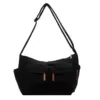 13L Corduroy Hobo Shoulder Bag with Side Storage Black color SKU reference