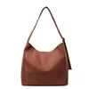 18L Suede-Finish Laptop Shoulder Bag with Zipper Brown color SKU reference