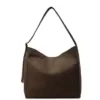 18L Suede-Finish Laptop Shoulder Bag with Zipper Green color SKU reference