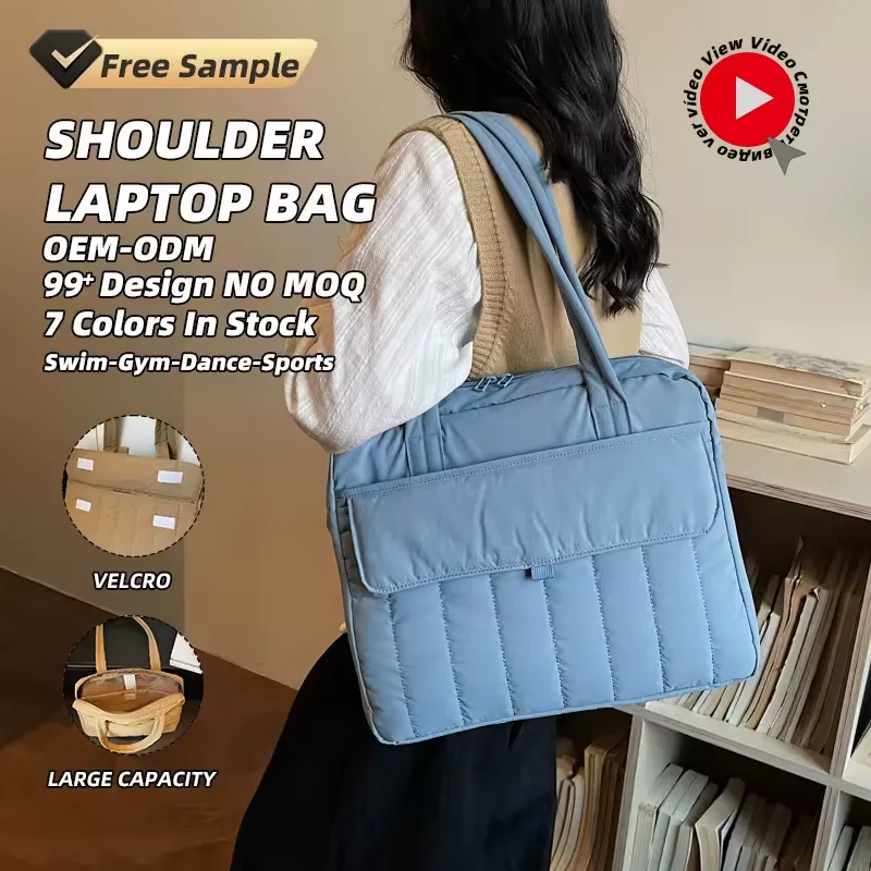 Laptop Shoulder Bag with Velcro, Two-Way Zip, and External Pocket product reference image