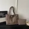 19L Corduroy Shoulder Tote Set in Two Sizes Coffee brown color SKU reference
