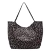37L Canvas Leopard-Print Laptop Tote with Shoulder Carry Gray color SKU reference